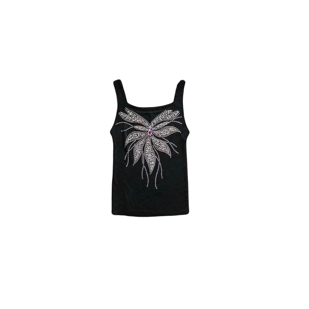 y2k black bedazzled graphic tank!